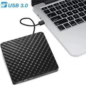WISDUM External DVD Drive, Superspeed CD DVD Drive USB 3.0 Portable Reader Player,Ultra-Slim DVD/RW CD/RW DVD Drive Internal Hi-Fi Burner for Mac OS, PC Laptop, Windows XP/7/8/10/Vista/Linux (Black.)