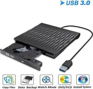 WISDUM External CD DVD Drive, USB 3.0 Portable Burner Optical Drive CD RW DVD RW Superdrive Compatible for MacBook Pro Air iMac Laptop Notebook (Color: Black)