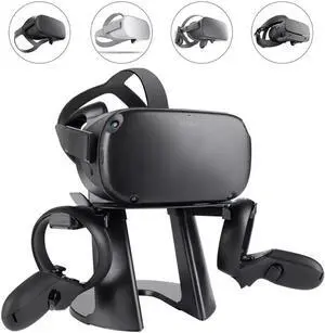 WISDUM VR Stand, Headset Display Holder and Controller Holder Mount Station for Oculus Quest/Quest 2/Rift/Rift S/GO/HTC Vive/Vive Pro/Valve Index VR Headset and Touch Controllers