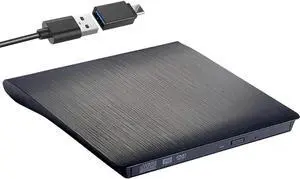External DVD CD Drive, USB 3.0 / USB Type C Ultra Slim Drives CD DVD RW Player/DVD CD ROM Drive/Writer/Rewriter/USB CD DVD Burner Compatible with Mac MacBook Pro, Laptops Desktops