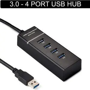 WISDUM USB HUB 3.0 Powered Ultra Slim 4 Ports Super Speed Mini Smart Charger Charging Port Compact External AC Power Adapter Mac Mini, PC, Laptops