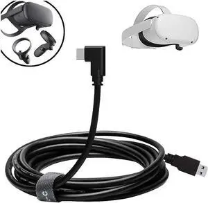 WISDUM Oculus Quest 2 Cable (16FT/5M), Type C USB 3.1 Gen 1 Type C Stable Data Transmission 5 Gigabits Per Second and Fast Charging Link Cable for Oculus Quest and All Type C Devices, Black