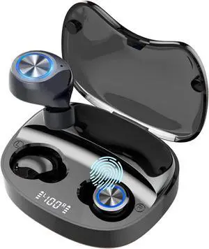 True Wireless Earbuds with Charging Case, IHDAPP Hi-fi Stereo TWS Wireless Earphone with Bluetooth Microphone, Ipx7 Waterproof in Ear Headphones, BT Cordless Earpiece Black