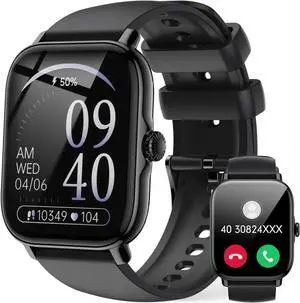 WISDUM Smart Watch for Men Women - 1.85" Fitness Tracker Watch with Answer/Make Calls, Heart Rate Sleep Monitor, 111+ Sports, Step Counter, IP68 Waterproof Smartwatch Compatible with Android iOS Gifts
