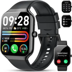 WISDUM Smart Watch(Answer/Make Call), 1.96" Smartwatch for Men Women, Fitness Activity Tracker with 110+ Sport Modes/Heart Rate/Sleep Monitor/Pedometer, IP68 Waterproof Fitness Watch for Android IOS