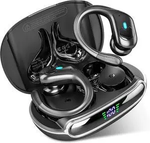 WISDUM True Wireless Earbuds, Bluetooth Headphones 5.3 HiFi Stereo Ear Buds, 80H Bluetooth Earbuds with Dual LED Display Charging Case, IPX7 Waterproof In Ear Bluetooth Earphones for Android iOS,Black