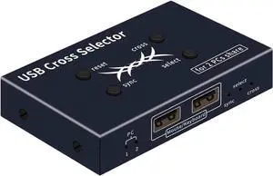 USB Cross selector, 2 Computer Keyboard Mouse Switch,3 Working Modes: Cross(Toggle Without Buttons),Synchronized, Select Mode.USB KVM switcher, USB switcher Keyboard Mouse Switch, hotkey Switch