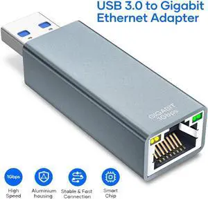 WISDUM USB to Ethernet Adapter, USB 3.0 to 10/100/1000 Gigabit Wired LAN Network Adapter, RJ45 Internet Adapter Compatible with Mac-Book, Surface, Laptop PC with Windows 11/10/8.1/8/XP, macOS, Linux