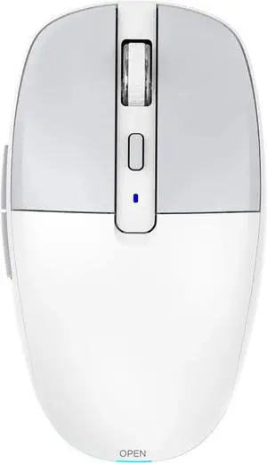WISDUM Multi-Device Wireless Mouse for Office, USB 2.4G/Type-C 2.4G/BT5.1 Dual Mode, Silent Click, 3200 DPI, Ergonomic Design with RGB Light, Bluetooth Wireless Mouse with Type-C Fast Charging (White)