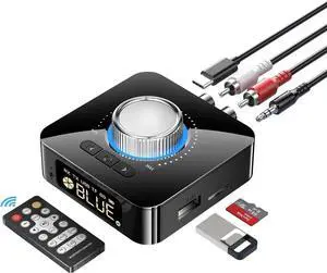 WISDUM Bluetooth 5.4 Receiver for HiFi, Wireless Audio Adapter with AUX 3.5mm/RCA Bluetooth Audio Receiver for PC/Mac/Smartphone/Tablet/AV Receiver, AptX HD, Dual Pairing