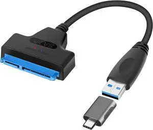 WISDUM Upgraded SATA to USB C Cable, USB 3.0 & USB Type C to SATAIII Hard Drive Adapter Cable for 2.5 Inch SSD & HDD Support UASP, USB3.0 Type C to SATA, 1 Pack