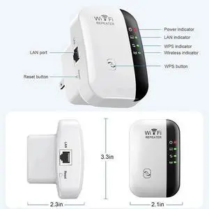 WISDUM  WiFi Extender, WiFi Extenders Signal Booster for Home Up to 5000 sq.ft and 50 Devices, WiFi Range Extender, Wireless Repeater, Long Range Amplifier with Ethernet Port