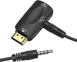 HDMI to VGA Adapter Converter with 3.5mm Audio Jack Cable, Hannord 1080P HDMI to VGA Converter Male to Female Gold-Plated Connector for Laptop,PC, Desktop,Monitor, Projector,HDTV,DVD
