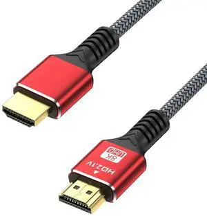 WISDUM  HDMI Cable 8K@60Hz, 48Gbps High Speed HDMI 2.1 Cord, Ultra HD,Ethernet Audio Return,Video 8K,4K,1080p,3D,Arc, HDR Compatible with Xbox,PS5/PS4,HDTV,Laptop ect(Red) 10Feet