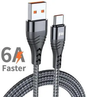 WISDUM 66W Super Fast Charge USB-C Cable [Black 3.3ft] - 11V/6A, Anti-Break Durable Braided Type-C Cord, High-Speed Charging & Data Transfer For iphone 16 Pro max Samsung Huawei