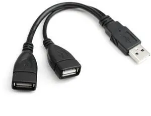 WISDUM  USB 2.0 A Male to 2 Dual USB Female Jack Y Splitter Hub Power Cord Extension Adapter Cable for PC Laptop TV 2.5" Mobile Hard Disk 0.5ft-1pack