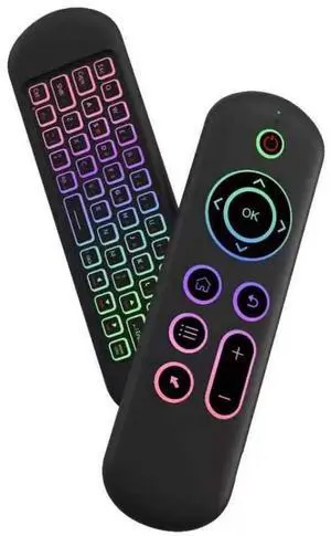 WISDUM M5 BT5.2 Remote Control Bluetooth Keyboard 2.4G Wireless Air Mouse Gyroscope 7 Color Backlight for Android TV Box, Smart TV, Laptop, miniPC, Projector, HTPC, Media Player Colorful
