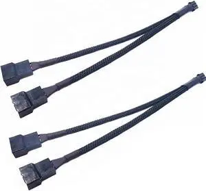 WISDUM PWM Fan Splitter Cable 1 to 2 Converter, Black Case Fan Splitter Cable, Case Fan Power Duplicator Converter, Dual Case Fan Power Adapter, 10.6 inch (1 Pack)