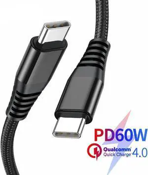 USB C to USB C Cable 60W, (2 Pack 4ft)Type C Fast Charging Cord Charger Compatible with Samsung Galaxy S22 S21 S20 Ultra Plus Note 20 10, Google Pixel 2/3/4 XL,iPad Air4, iPad Mini 6 (Black)