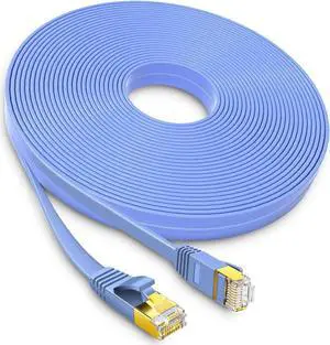 WISDUM Cat 6 Ethernet Cable - Flat Internet Network Lan patch cords Solid Cat6 High Speed Computer wire With clips & Snagless Rj45 Connectors for Router, modem faster than Cat5e/Cat5 - 66 ft.