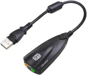 WISDUM USB External Stereo Sound Adapter for Windows and Mac. Plug and Play No Drivers Needed -  Black