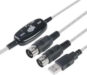 WISDUM  USB to MIDI Cable Converter 2 in 1 PC to Synthesizer Music Studio Keyboard Interface Wire Plug Controller Adapter Cord 16 Channels Supports Computer Laptop Windows and Mac