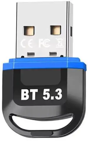 USB Bluetooth 5.3 Adapter for PC, Plug & Play BT5.3 Bluetooth Dongle Receiver Long Range Support Windows 11/10/8.1 for Desktop Laptop Keyboard Mouse Headset (Blue)