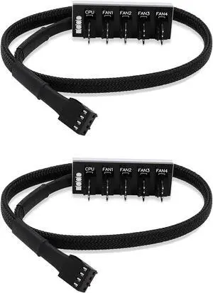 4-Pin PWM Fan Power Supply Cable 1 to 5 Splitter 5 Way Hub PC Case Internal Motherboard Fan Power Extension Cable Cord Wire for ATX Computer Case 4-Pin and 3-Pin Cooling Fans (13 inch, 1 Pack)