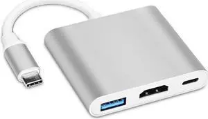 USB C to HDMI Multiport Adapter USB 3.1 Gen 1 Thumderbolt 3 to HDMI 4K Video Converter /USB 3.0 hub Port PD Quick Charging Port with Large Projection Compatible with MacBook Pro/MacBook Air