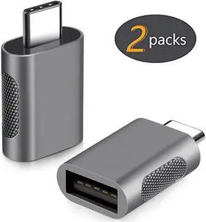 WISDUM USB C to USB Adapter Pack of 2 USB C Male to USB3 Female Adapter Compatible with MacBook Pro 2021 iMac iPad Mini 6/Pro MacBook Air 2022 and Other Type C or Thunderbolt 4/3 Devices - Space Grey