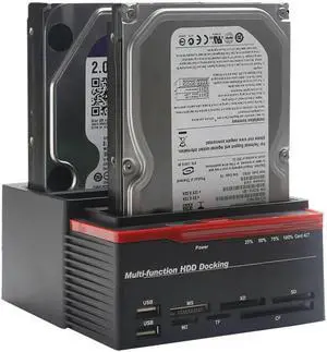 USB3.0 To SATA IDE HDD 3 Bay External Hard Disk Docking Station for 2.5 & 3.5 inch SATA I/II/III HDD SSD Offline Clone HUB Card Reader 12V/3A Power Supply Max Up to 12TB