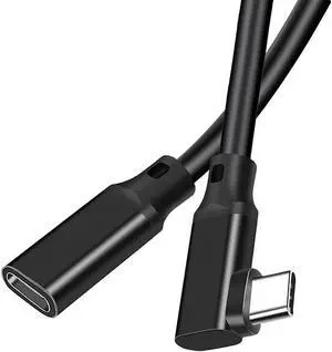 WISDUM USB C Extender Cable Right Angle 5A PD 100W Type C Male to Female Extension Cord,USB 3.1 Gen 2 10gbps Compatible with PSVR2,USB C Hub,Switch,MacBook Pro/Air,iPad Pro 0.75 ft.