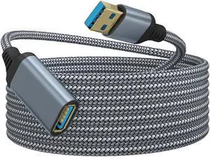 WISDUM  USB Extension Code, USB Extension Cable Type A Male to Female 5Gbps High-Speed Data Transfer, USB 3.0 Extension Compaticable with Keyboard, Mouse, TV, Handle, Projector ,Gray 1.64 ft.