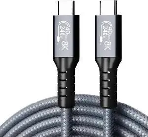 WISDUM  240W USB4 Cable, 1.5FT, 40GBps Data Transmission, 240W (48V5A) PD Super Fast Charge, 8K@60Hz HD Extension for Thunderbolt 4, Mobile Phone, Notebook, MAC, SSD, PD3.1 and QC4.0