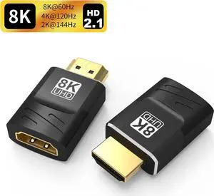 HDMI Adapter Coupler Extender(2-Pack), 2 Pack 8K HDMI Adapter, WISDUM  Male to Female Connector Compatible with HDTV Roku TV Stick Chromecast Nintendo Switch Xbox One Playstation PS4 Laptop PC