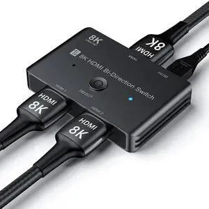 HDMI 2.1 Switch 8K Bi-Directional Splitter 8K@60Hz 4K@120Hz 1440p@165Hz 1080P@240Hz 1in 2out 2in 1out High Speed 48Gbps eARC Converter Compatible with PS4 PS5, Xbox, Blu-ray, HDTV