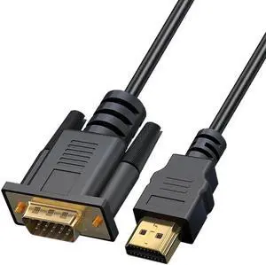 WISDUM HDMI to VGA Cable 6 Feet, HDMI to VGA Adapter (Male to Male) 1080P HD Video Cord Compatible for Computer, Desktop, Laptop, PC, Monitor, Projector, HDTV and More
