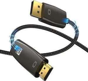 WISDUM 8K DisplayPort to HDMI Cable 3.3ft,Uni-Directional DP 1.4 to HDMI 2.1 Cable (32.4Gbps, 8K@30Hz, 4K@120Hz), Compatible for Lenovo ASUS Dell HP Insignia Samsung