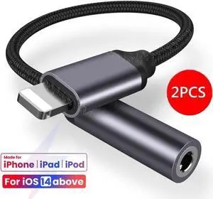 [MFI Certified] 2-Pack Headphone Adapter for iPhone,Lightning to 3.5mm Jack Adapter Aux Audio Dongle for iPhone 14/14 pro/13/13 Pro/13 Pro Max/12/12 Pro/SE2/11/11 Pro/X/XS Max/XR/8/7
