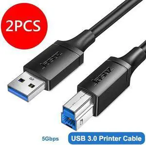 USB Printer Cable 2-PACK, USB-A Male to USB-B 3.0 Male USB 3.0 Type B Upstream Cord Label Scanner Printer Cable for Docking Station, External Hard Drivers, Scanner, Printer and More - 1.5FT