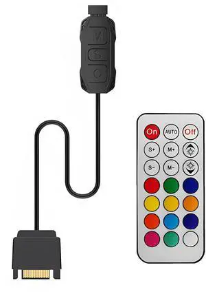5V 3PIN Mini ARGB Controller Kit,SATA Power Supply RGB Fan Controller,Computer ARGB PC Fans Hub with 21 Key Remote Control Multiple Lighting Modes Control for Computer Case Fan,LED Light Bar