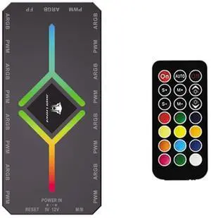 ARGB and PWM Fan Hub Controller,9 Ports PC Fans Hub with Controller and SATA Power Input, Magnetic backplane Splitter 5V 3PIN RGB Case Fan Hub