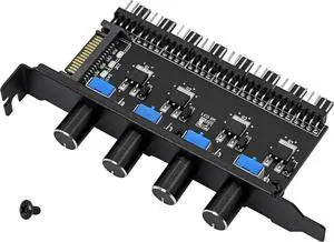 4 Knob Cooling Fan Speed Controller PC 8 Channels Fan Hub for CPU Case HDD VGA PWM Fan PCI Bracket 12V Fan Control- SATA Power Supply (SATA 4 Knob)