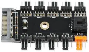 Chassis Fan Hub CPU Cooling HUB 10 Port 12V 4 Pin Fan PWM Fan Hub SATA Molex Controller Power Supply Speed Adapter Mining(4PIN) SATA