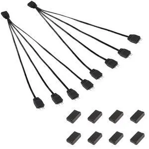5V 3 Pin ARGB Splitter Cable 1-to-4 Male 3 Pin Addressable RGB Splitter Extension Connector for MasterFan/MasterLiquid ARGB Series Support LED Sync Cable with Protective Cap 2 Pack