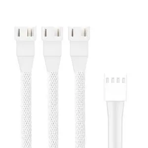 2 Pack 10.6inch 4Pin PWM Fan Extension Splitter Cable 1 to 3 Ways - with 3Pin 4Pin Male Connector for Computer Case & CPU Cooling Fans(White)