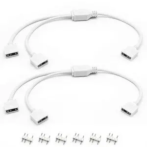 2PCS White ARGB Spliter Cables, 5V 3-Pin Addressable RGB 1-to-2 Y Spliter Cables, for Computer Chassis, 1 to 2 ARGB Cables, 1-to-2 ARGB Extension Cables, 11.8 Inches