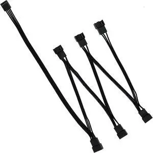 PWM Fan Hub Stringing, PC CPU Cooling 4 PIN/3 PIN Fan Power Cable Hub Splitter Extension Cable Adapter Sleeved Fan Splitter for Desktop Computer Cooler Fans 1 to 6 Way