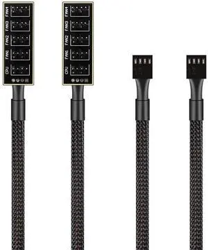 PANO-MOUNTS PWM Fan Hub Cable - 3Pin/4Pin PC Case Fan Splitter with 1-to-5 Expansion for CPU Cooler, ITX Mining Rig (2-Pack)