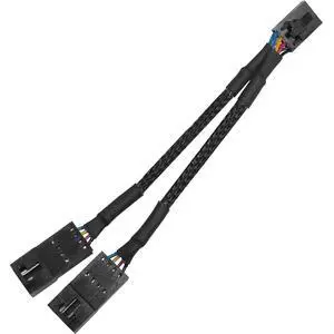 RGB lighting extension cable 3.39 inches 1 pair 2-split connector 4-core male to 2-core female adapter cable, black
